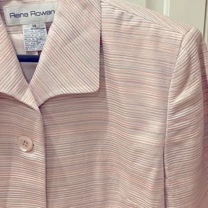 NWT Rena Rowan Pastel Pink Mini Stripe Blazer Lined 14 Retro Office Summer